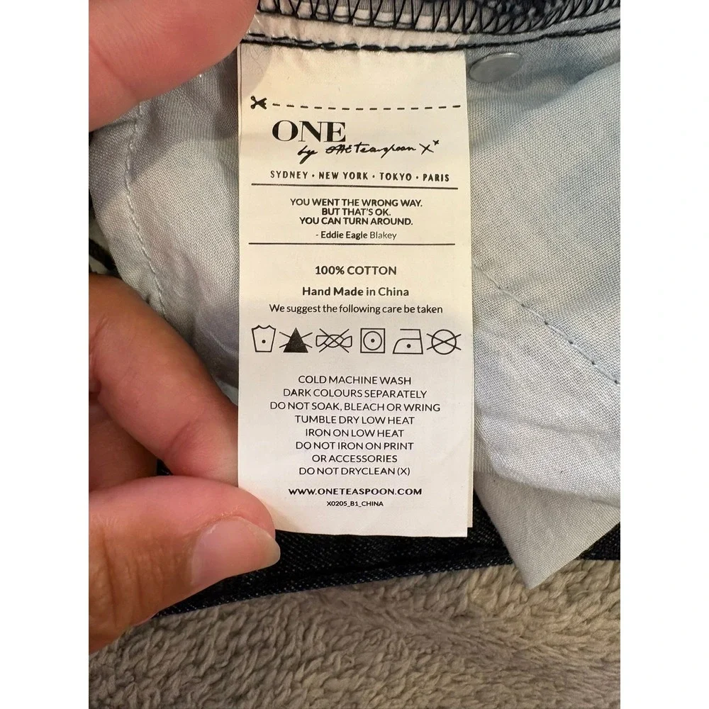 One Teaspoon Bandits Dark Indigo Cut Off Mini Micro Denim Shorts High Rise 26/30